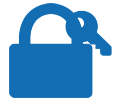 Icon of lock with a key